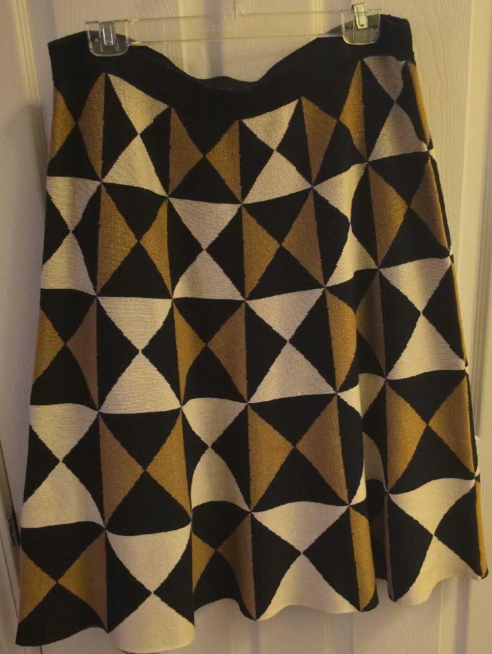 New York & Company Black, White and Gold A-Line Geometric Skirt